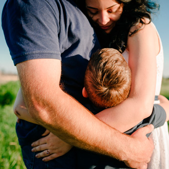 Family embracing each other